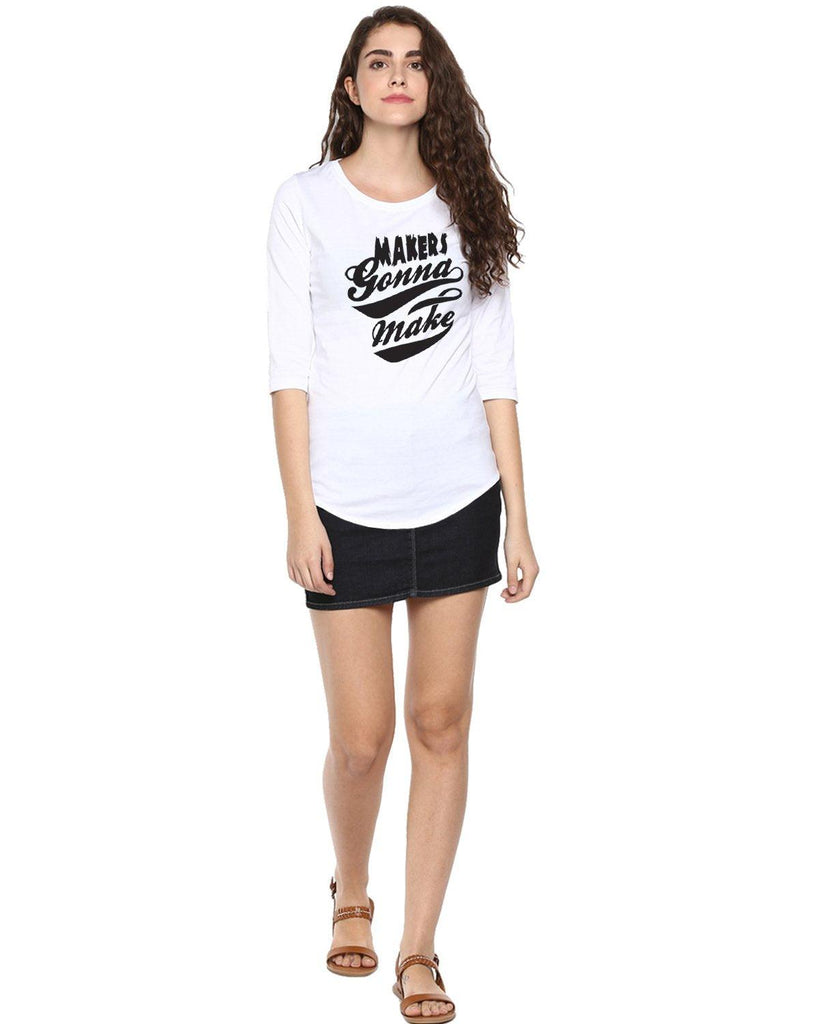 Womens 34U Maker Printed White Color Tshirts - Young Trendz