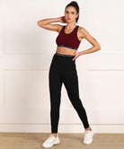 Young Trendz Womens Active Co-Ord Set (Maroon_Black) - Young Trendz