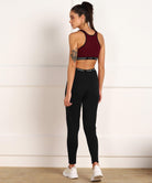 Young Trendz Womens Active Co-Ord Set (Maroon_Black) - Young Trendz