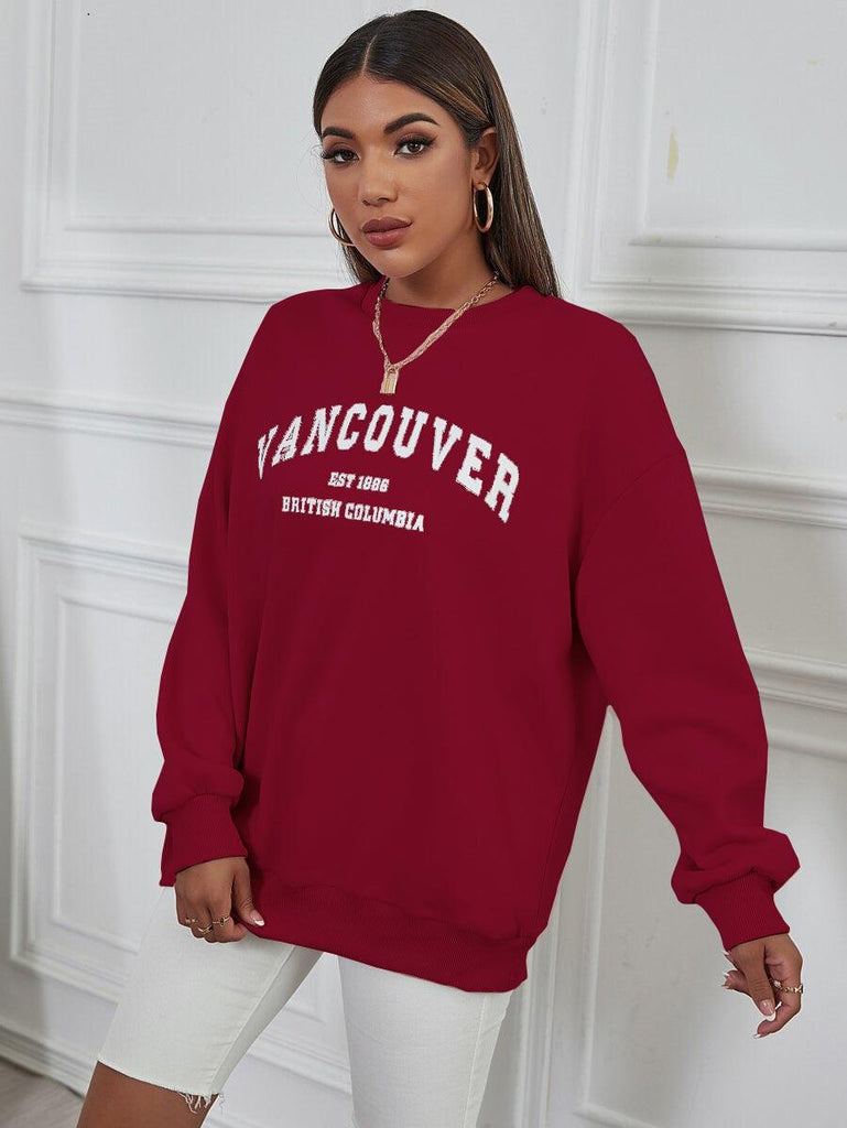 Women's Oversized Sweatshirt Maroon - Young Trendz