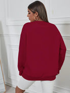 Women's Oversized Sweatshirt Maroon - Young Trendz