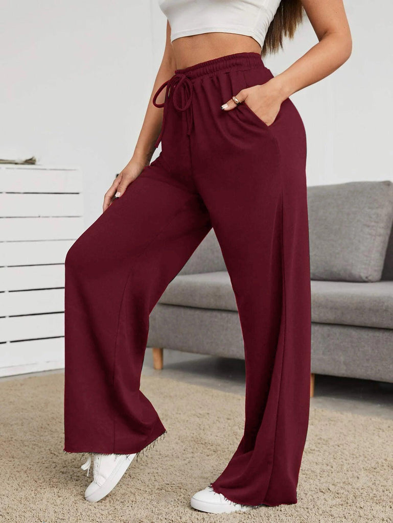 Womens Solid Loose Track Pants (Maroon) - Young Trendz