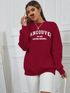 Women's Oversized Sweatshirt Maroon - Young Trendz