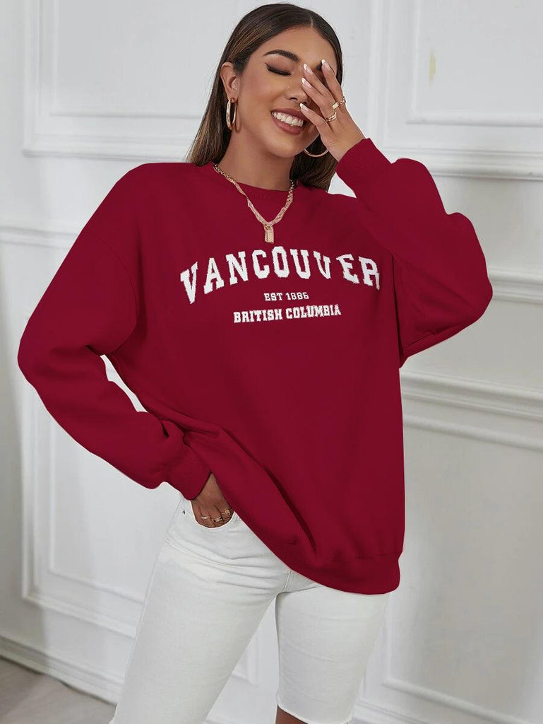 Women's Oversized Sweatshirt Maroon - Young Trendz