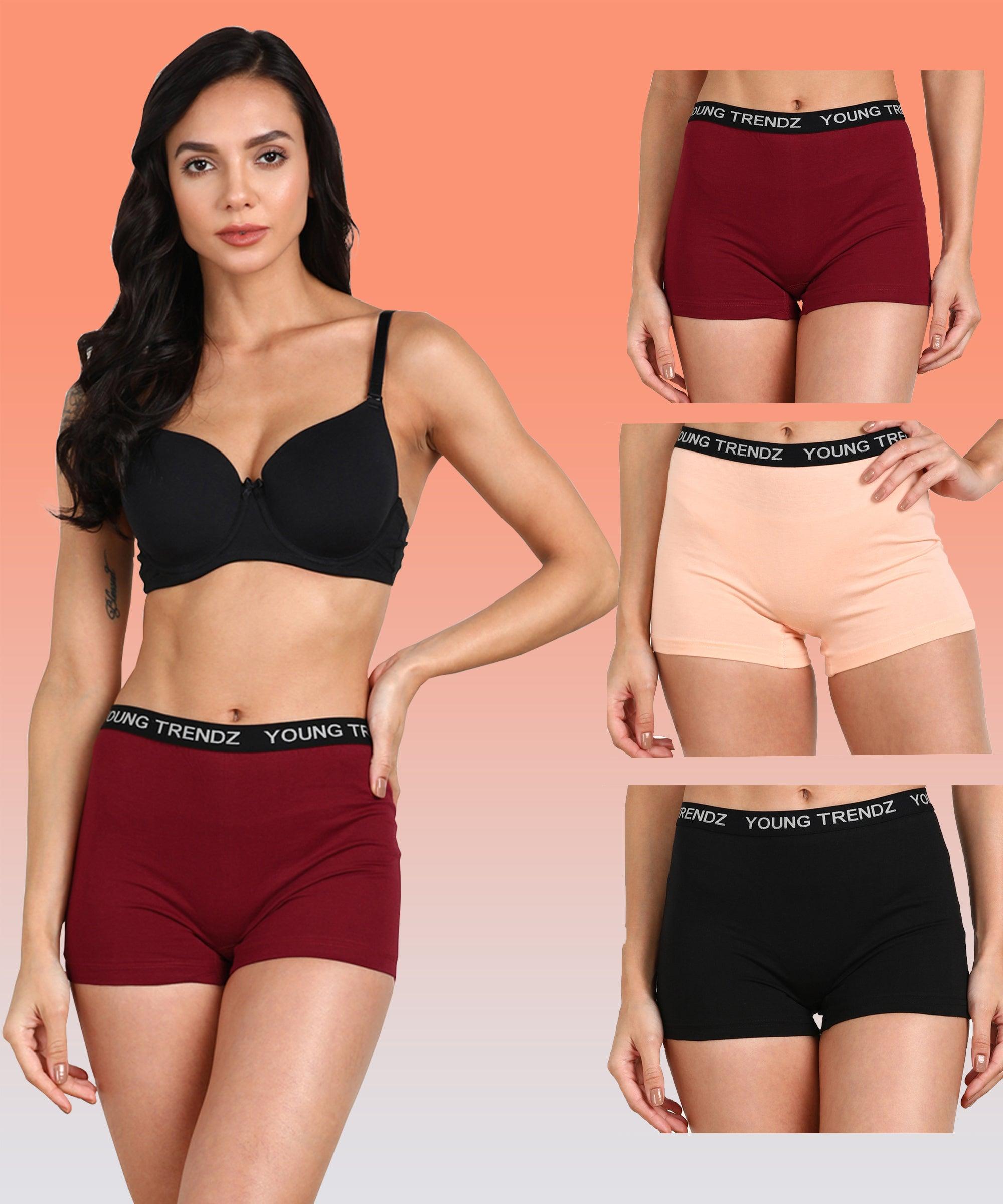 Womens YT Elastic Combo Boyshorts - Young Trendz