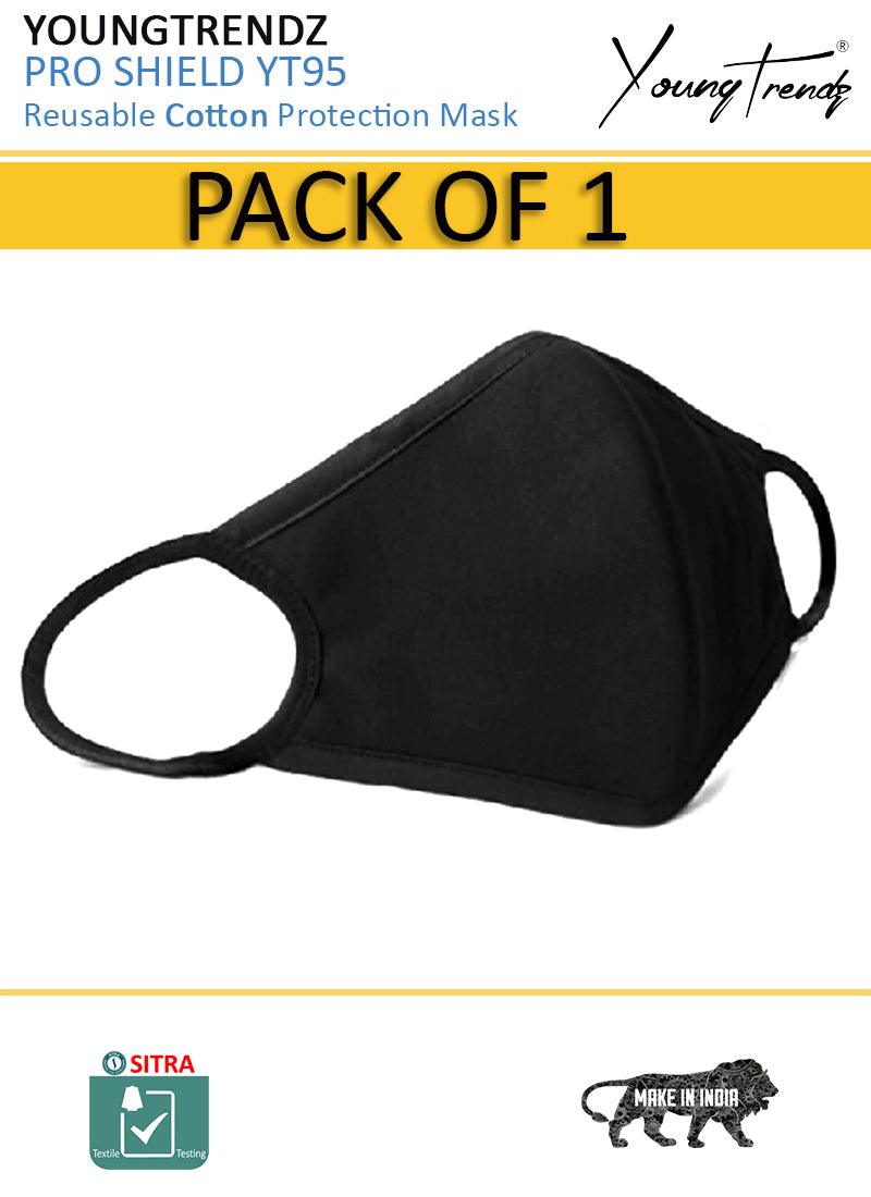 Young trendz Anti-Pollution -Virus Saftey -Bike Rider -Cotton Mask (Pack of 1) (Black, Free Size, Pack of 1) - Young Trendz