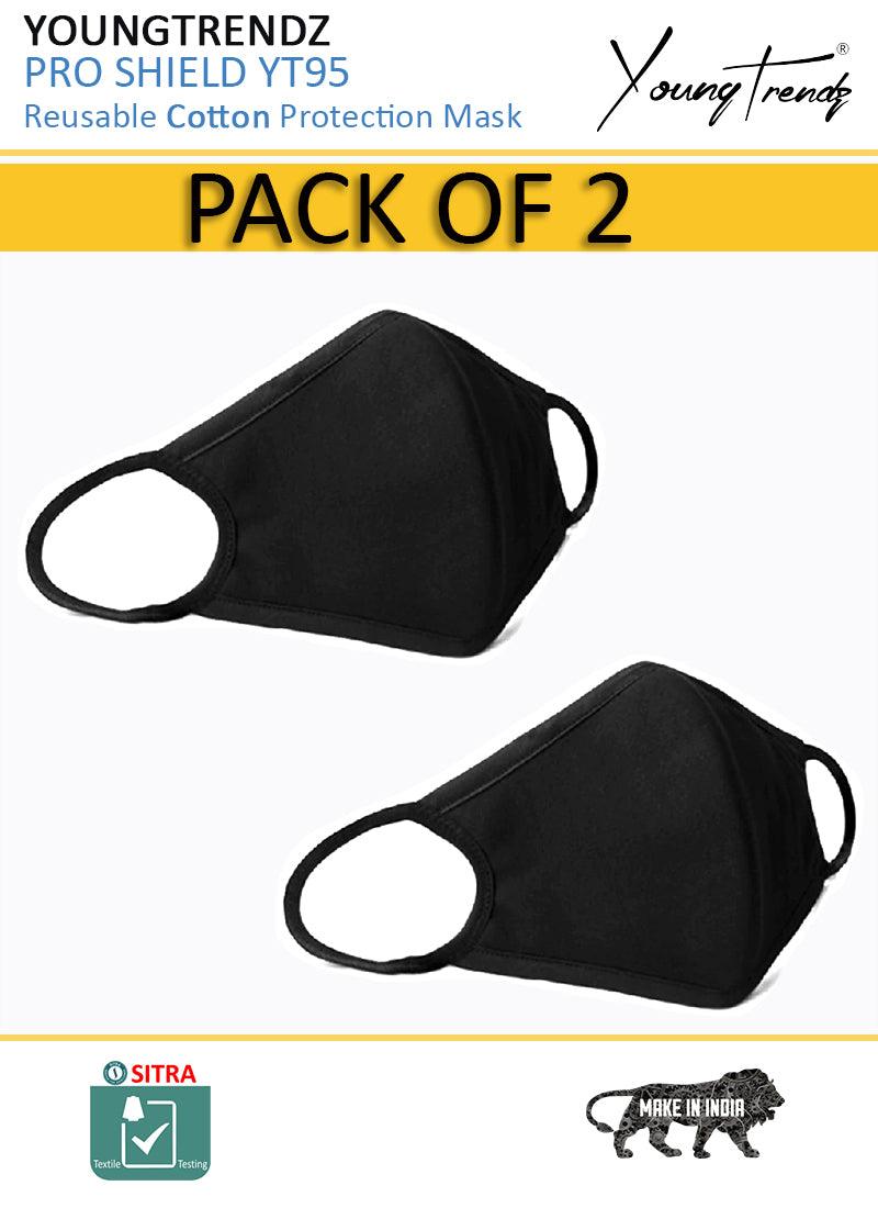 Young trendz Anti-Pollution -Virus Saftey -Bike Rider -Cotton Mask (Pack of 2) (Black, Free Size, Pack of 2) - Young Trendz