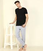 Mens Tee & Pyjama - Black & Gray Co-ord Set - Young Trendz