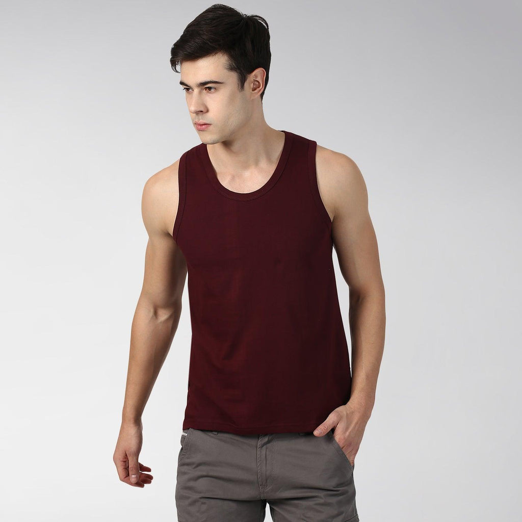 Mens Plain Sleeveless Combo Tshirt - Young Trendz