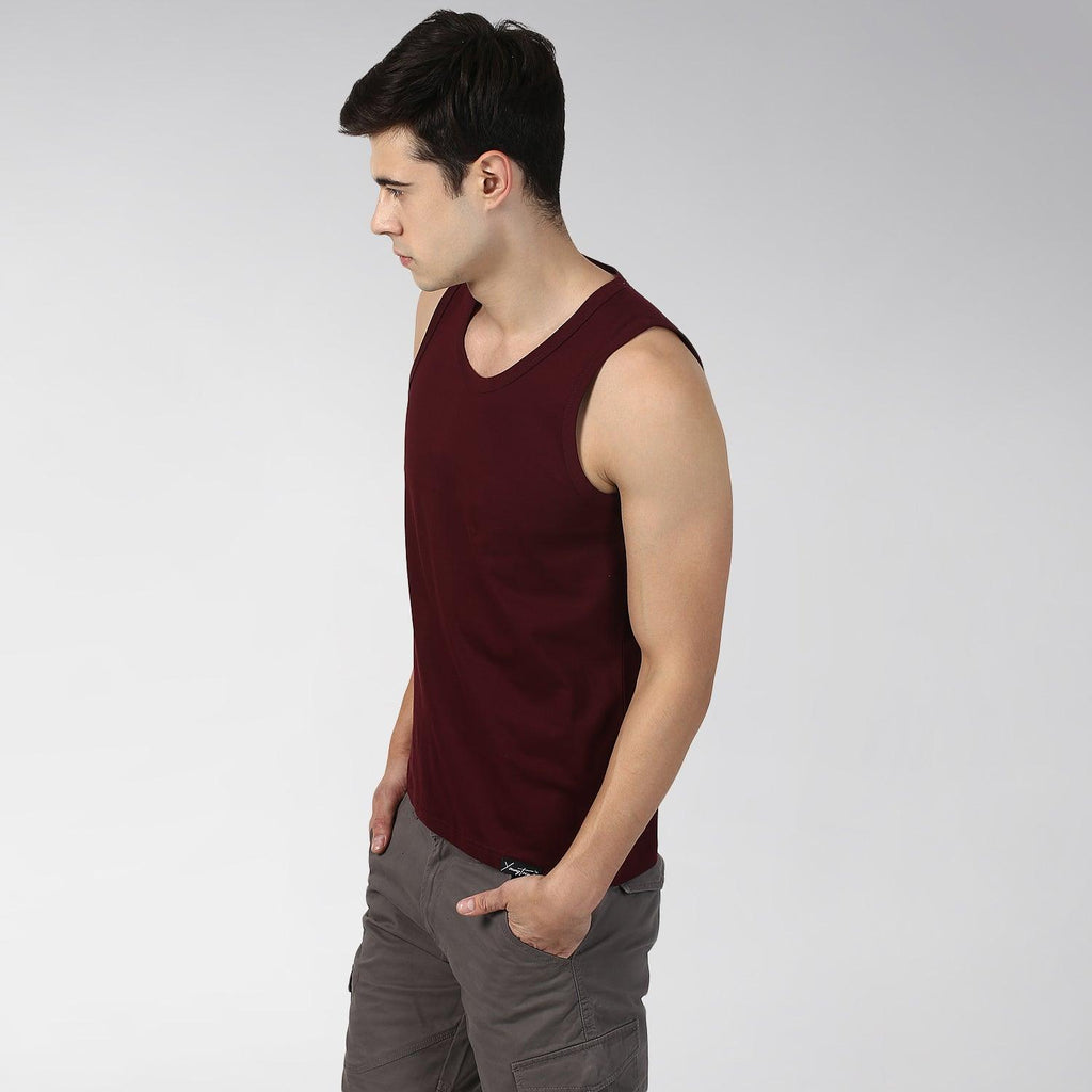 Mens Plain Sleeveless Combo Tshirt - Young Trendz