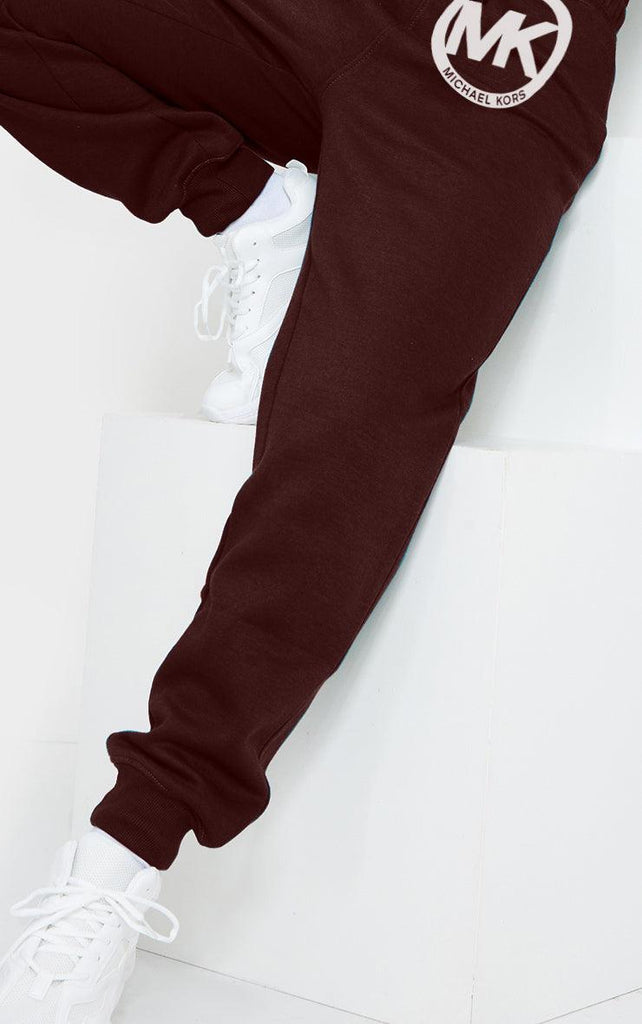 Women's Pocket Printed(MK) Jogger Sweatpants (Wine) - Young Trendz
