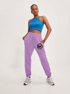 Women's Pocket Printed(MK) Jogger Sweatpants (Lavender) - Young Trendz