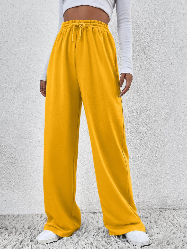 Womens Solid Loose Track Pants (Mustard) - Young Trendz