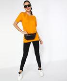 Solid Womens Oversize Tshirt Solid Men Round Neck Mustard T-Shirt - Young Trendz