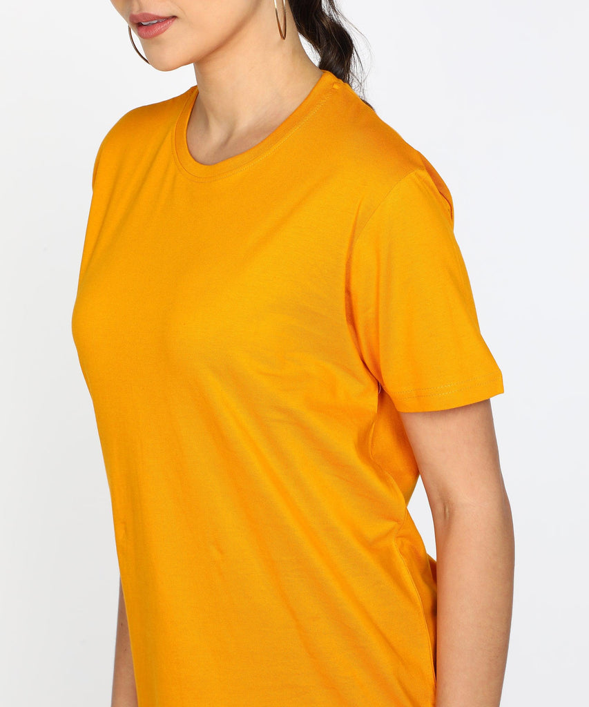 Solid Womens Oversize Tshirt Solid Men Round Neck Mustard T-Shirt - Young Trendz