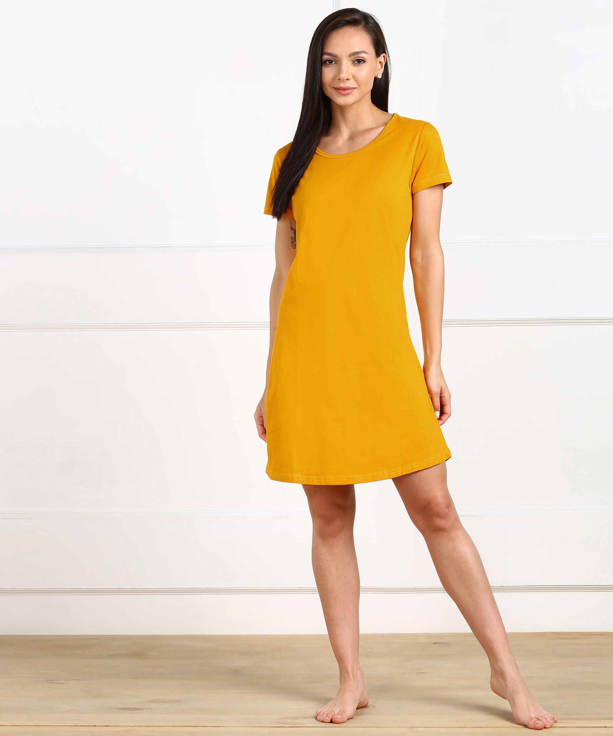 Womens Plain Halfsleeve Night Dress - Young Trendz