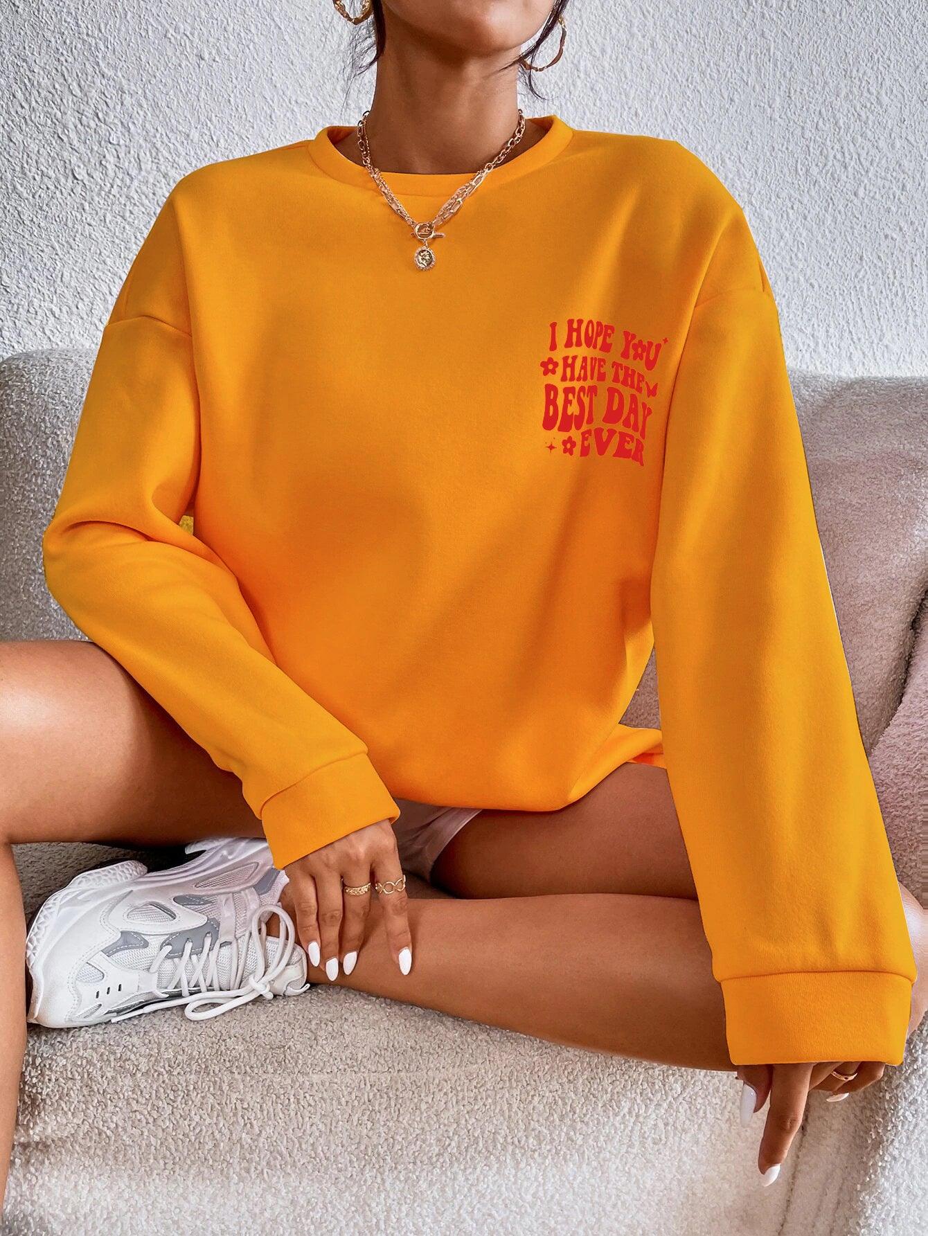Women's Oversized Sweatshirt I hope You (Mustard) - Young Trendz