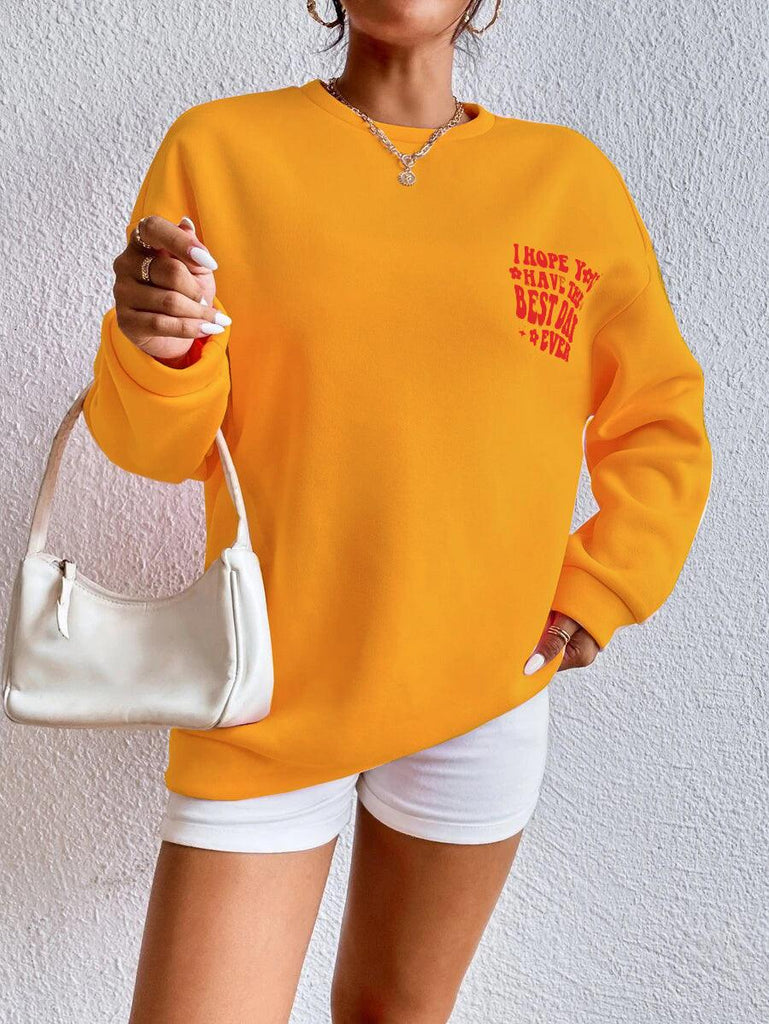 Women's Oversized Sweatshirt I hope You (Mustard) - Young Trendz