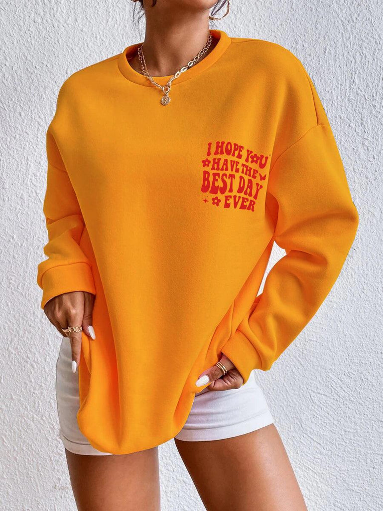 Women's Oversized Sweatshirt I hope You (Mustard) - Young Trendz