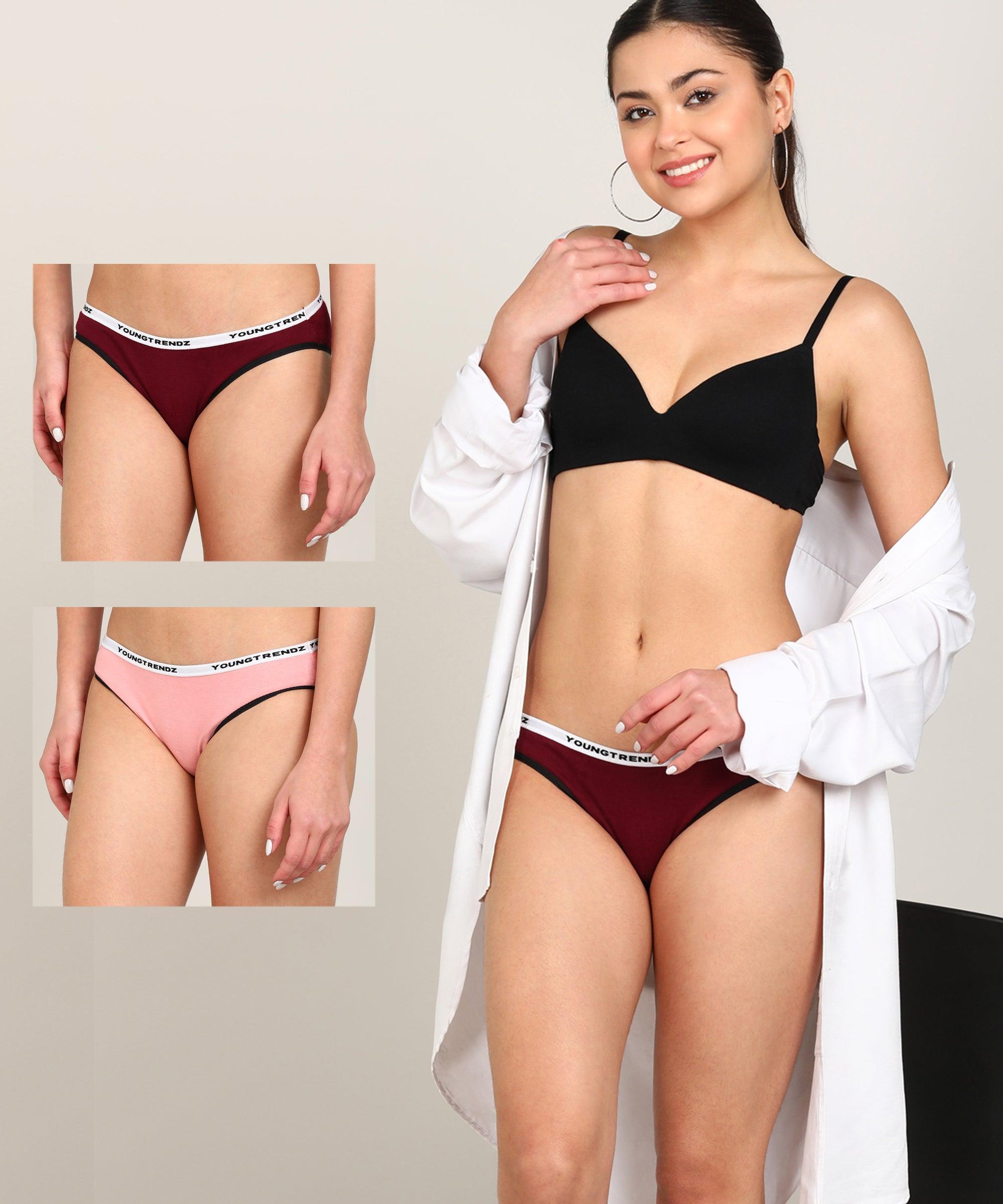 Women Branded Elastic Hipster Pack Of 2 - Briefs - Young Trendz