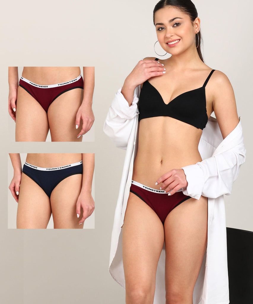 Women Branded Elastic Hipster Pack Of 2 - Briefs - Young Trendz