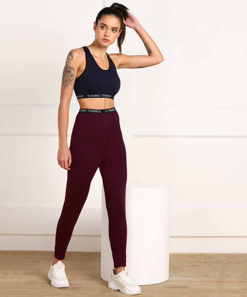 Young Trendz Womens Active Co-Ord Set (Navy_Maroon) - Young Trendz
