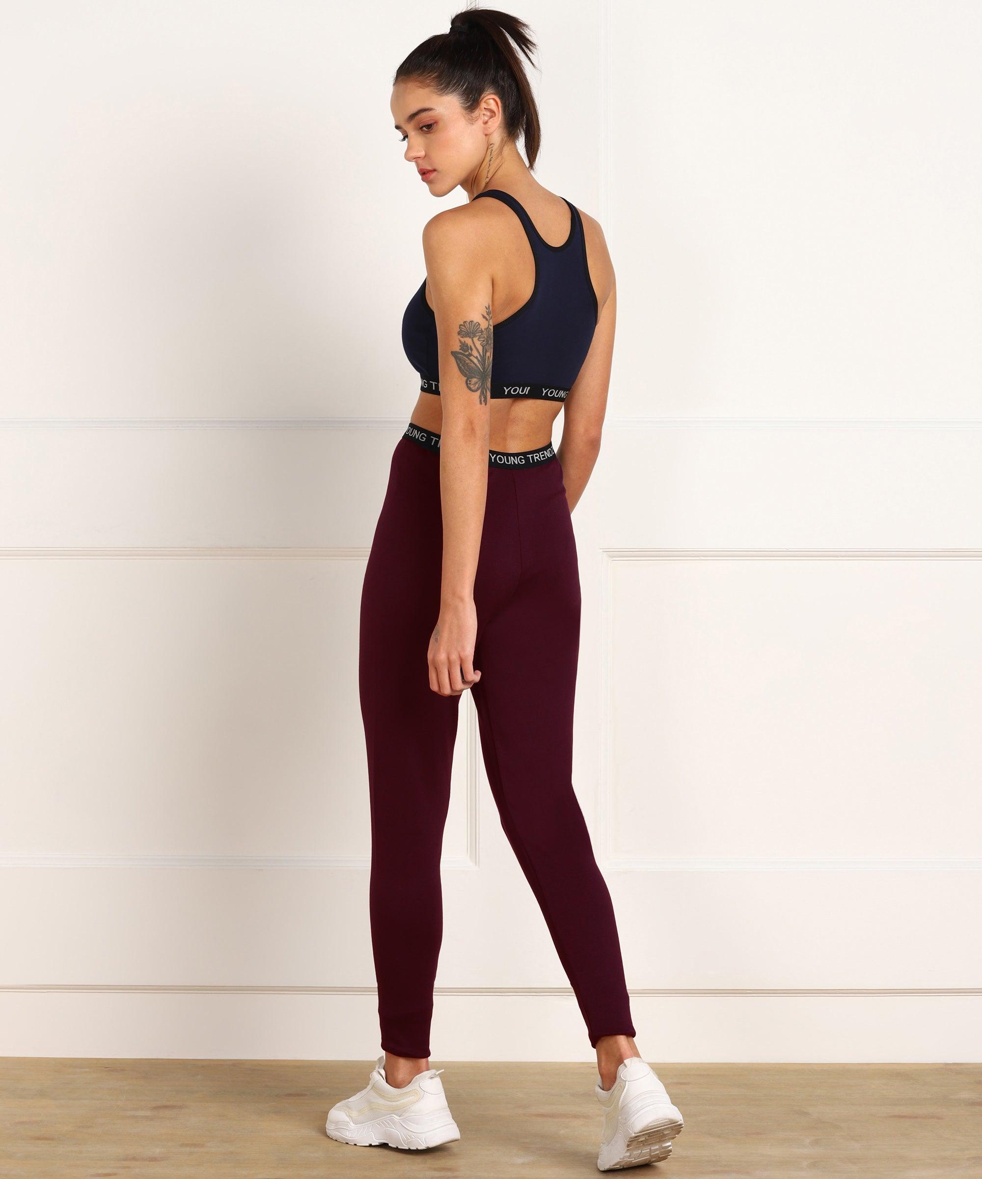 Young Trendz Womens Active Co-Ord Set (Navy_Maroon) - Young Trendz