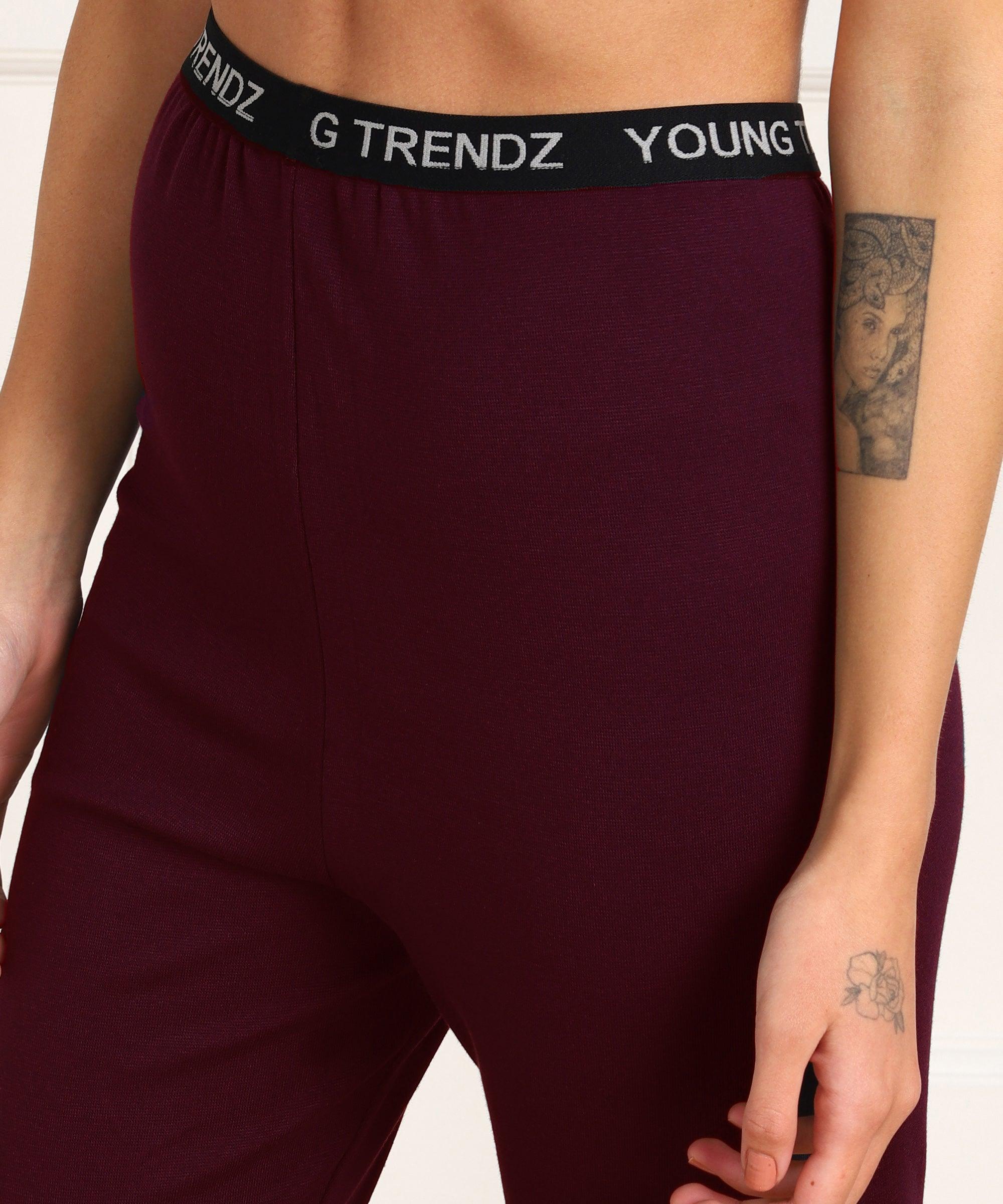 Young Trendz Womens Active Co-Ord Set (Navy_Maroon) - Young Trendz