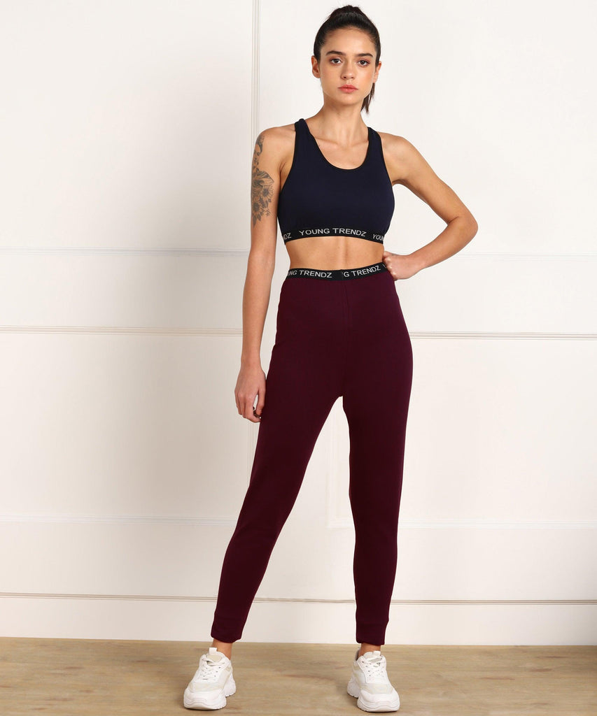 Young Trendz Womens Active Co-Ord Set (Navy_Maroon) - Young Trendz