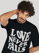 Mens Unisex Over Size Printed Black Color Tshirts - Young Trendz