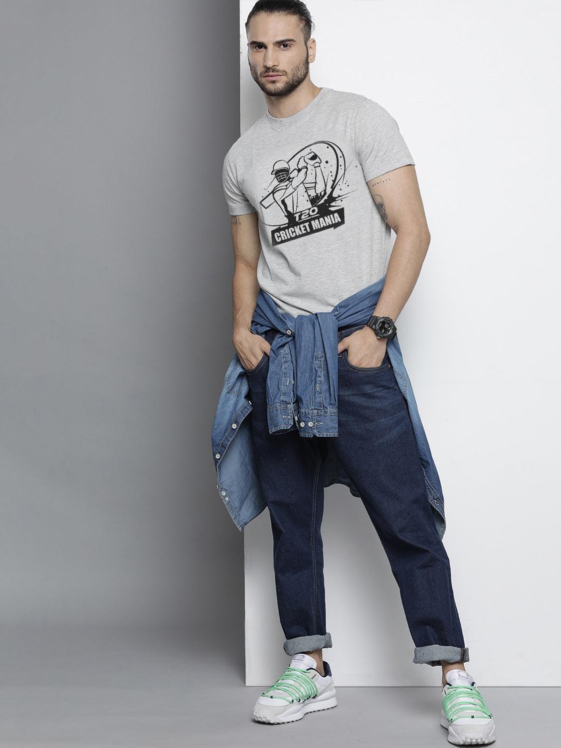 Mens halfsleeve cricket printed t-shirt - Young Trendz