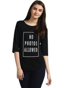 Womens 34U Nophoto Printed Black Color Tshirts - Young Trendz