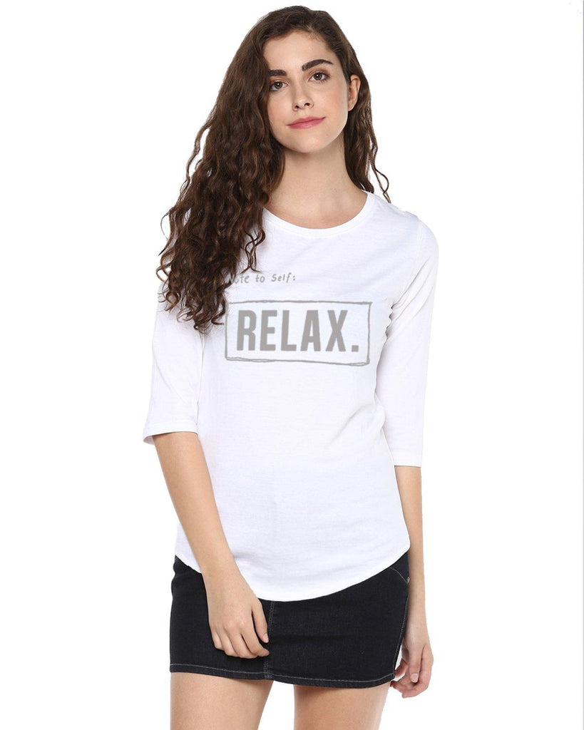 Womens 34U Noterelax Printed White Color Tshirts - Young Trendz