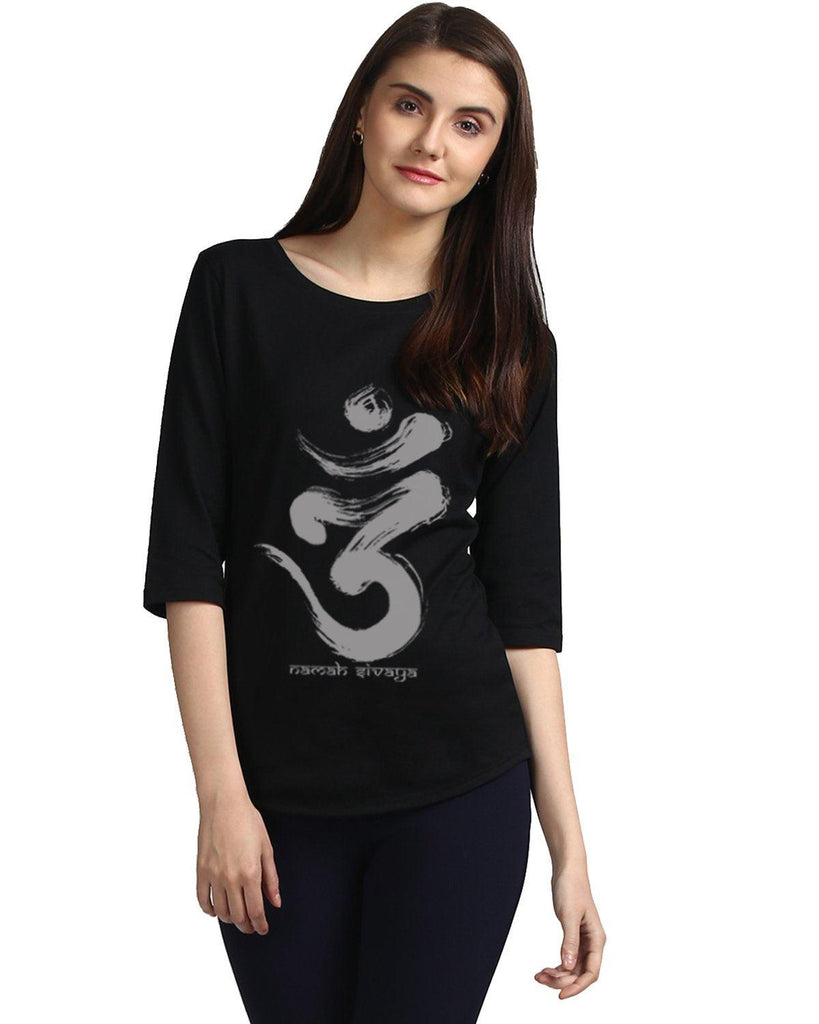 Womens 34U Omm Printed Black Color Tshirts - Young Trendz