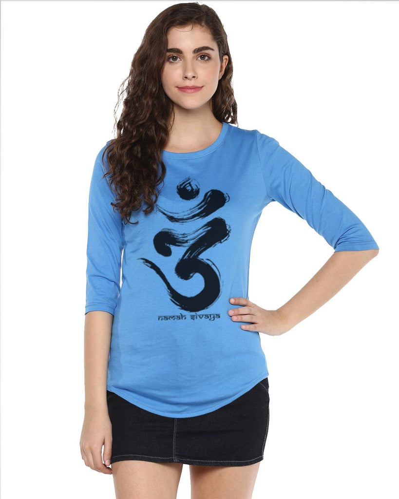 Womens 34U Omm Printed Blue Color Tshirts - Young Trendz