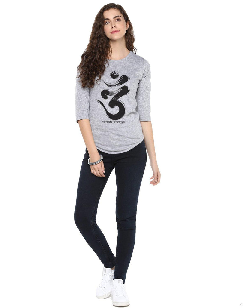 Womens 34U Omm Printed Grey Color Tshirts - Young Trendz