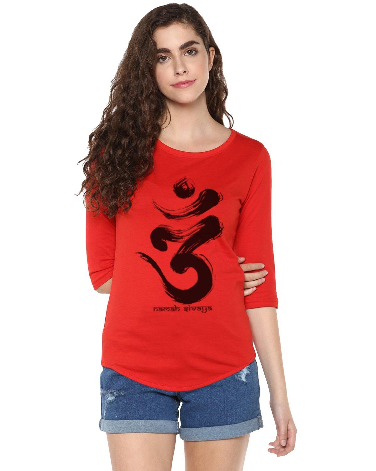 Womens 34U Omm Printed Red Color Tshirts - Young Trendz