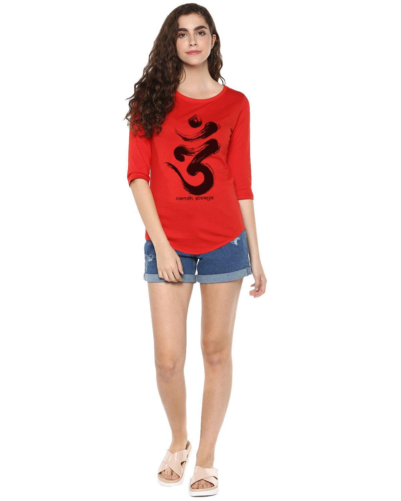 Womens 34U Omm Printed Red Color Tshirts - Young Trendz