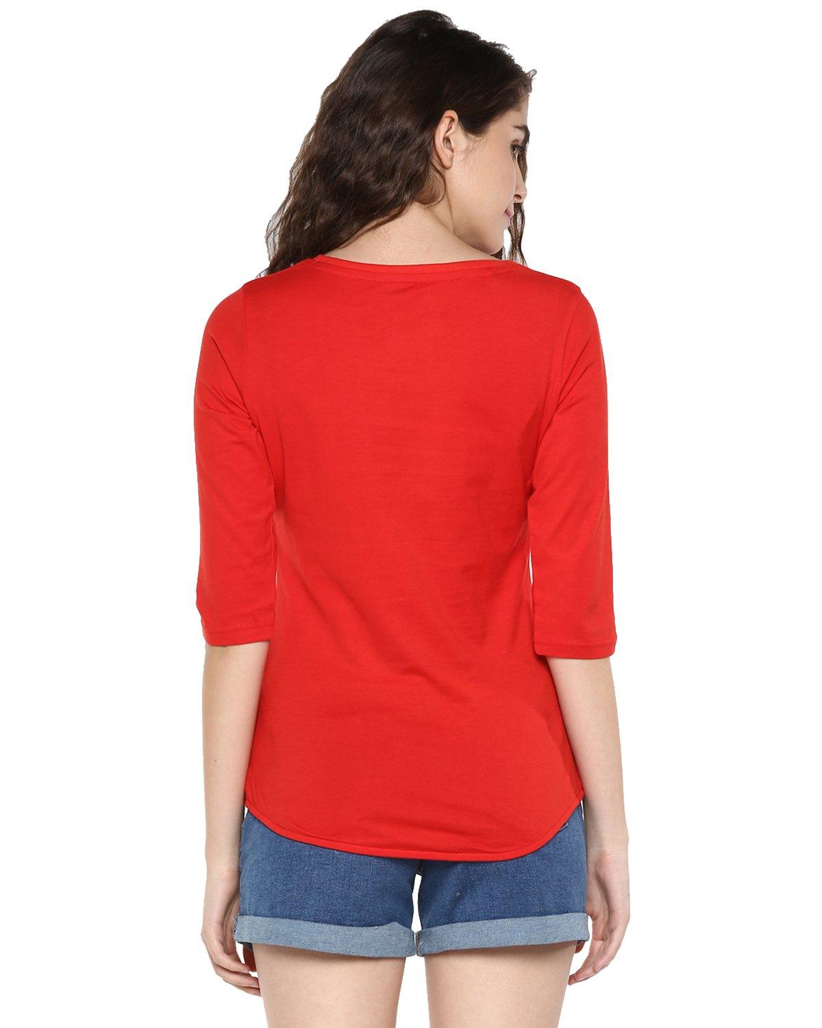 Womens 34U Omm Printed Red Color Tshirts - Young Trendz