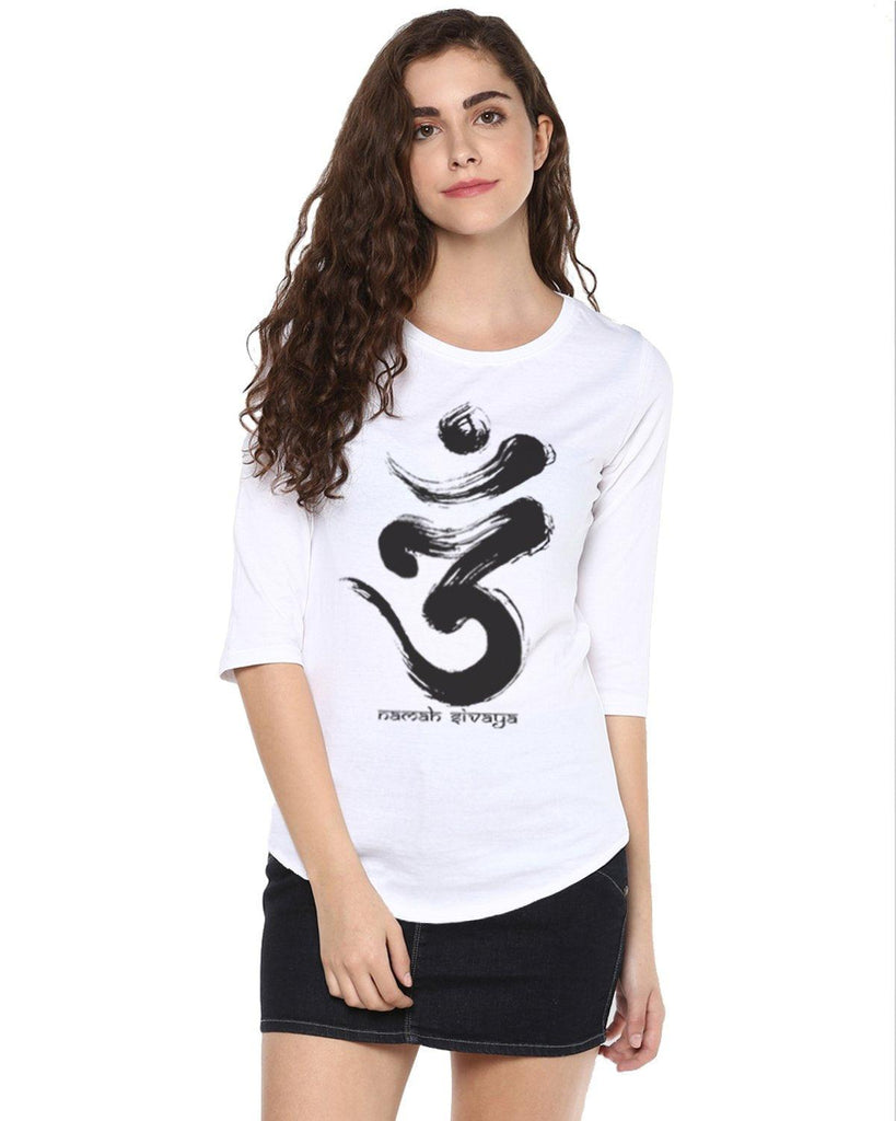 Womens 34U Omm Printed White Color Tshirts - Young Trendz