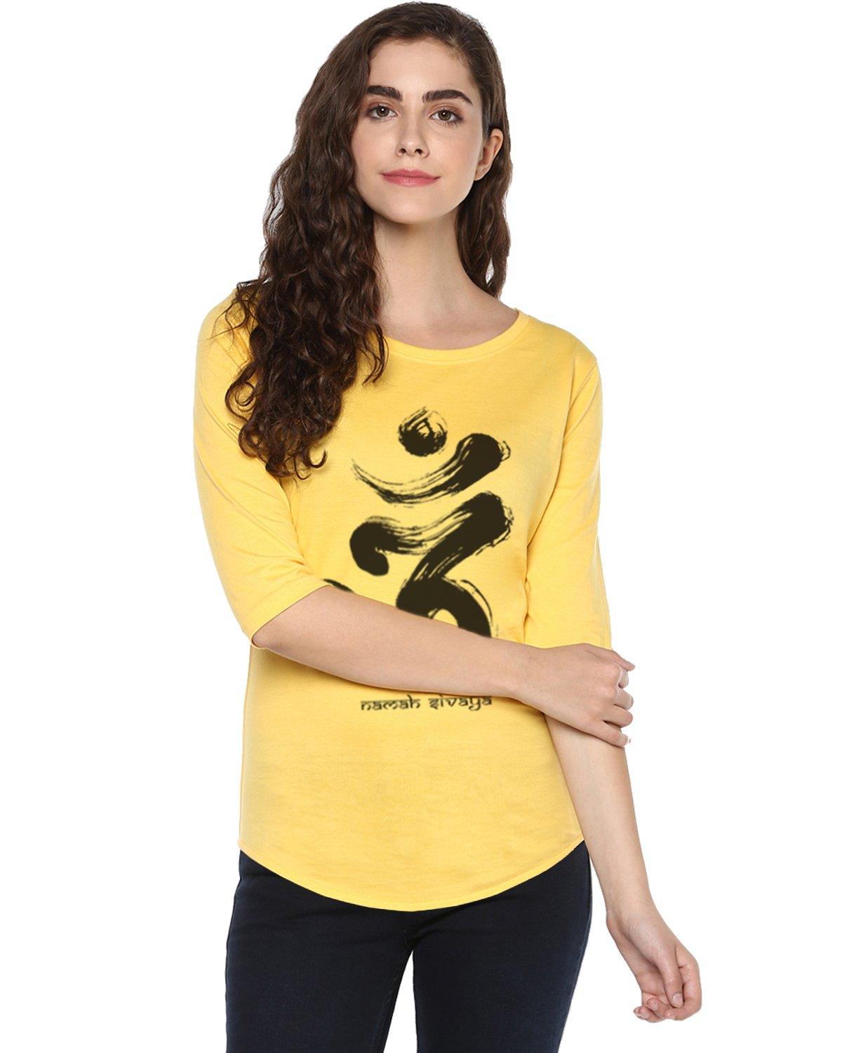 Womens 34U Omm Printed Yellow Color Tshirts - Young Trendz