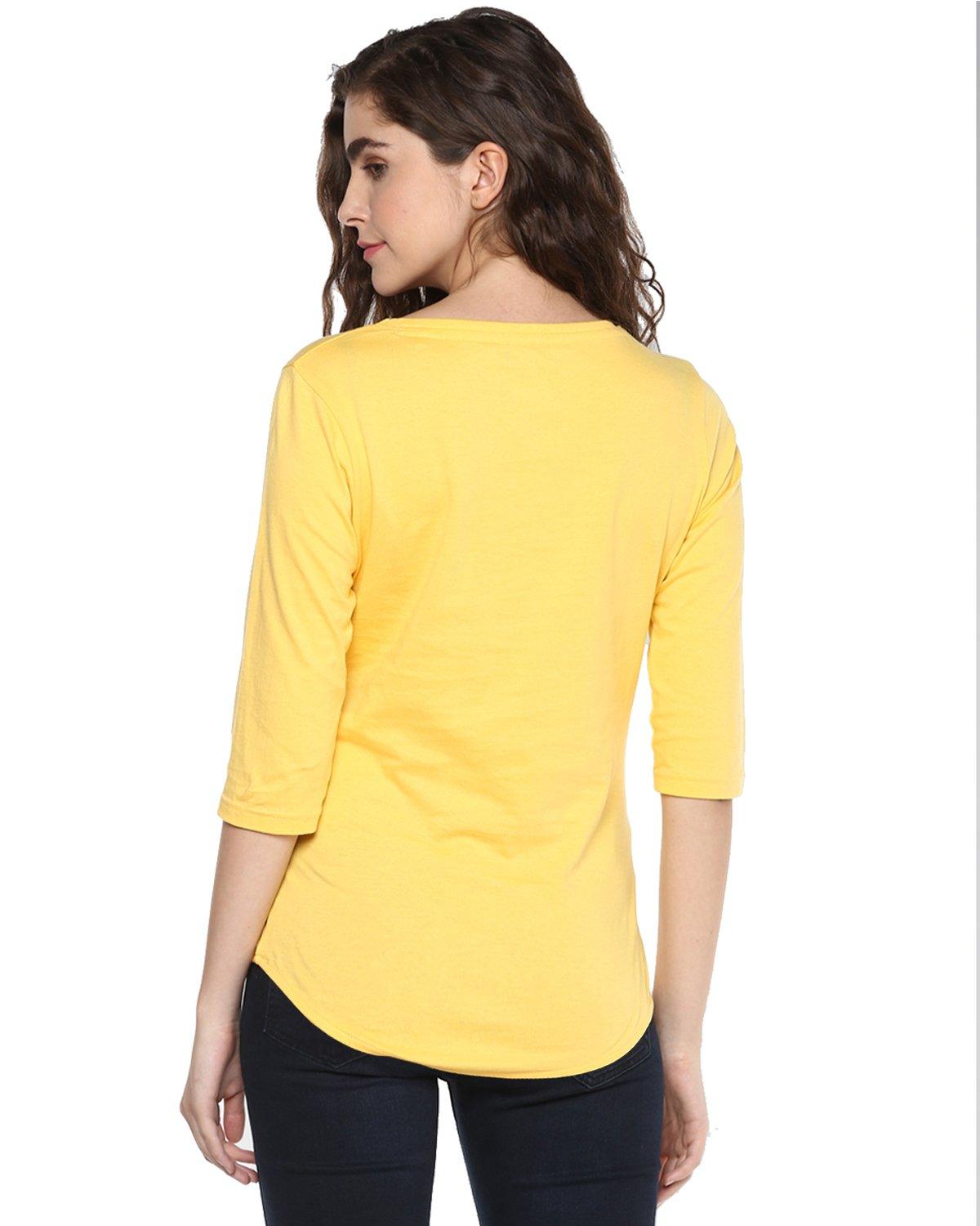 Womens 34U Omm Printed Yellow Color Tshirts - Young Trendz