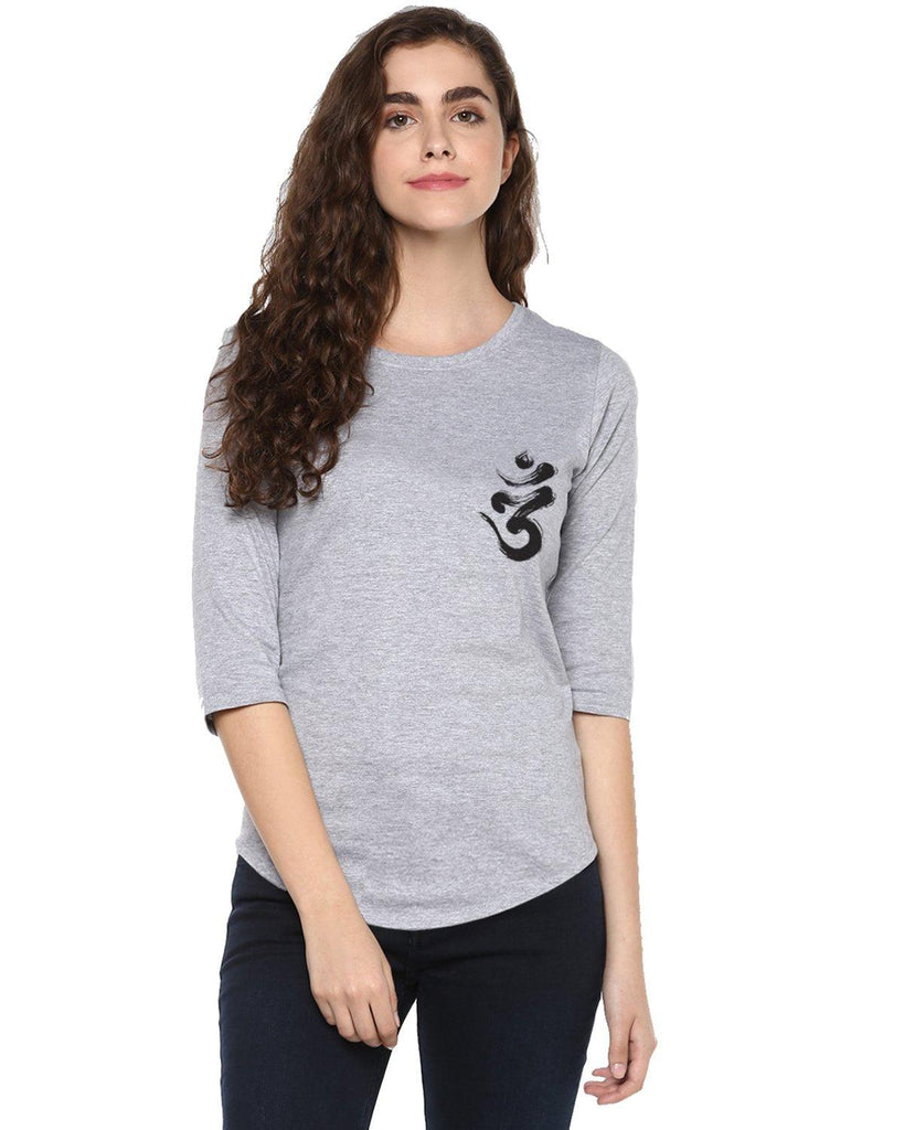 Womens 34U Ommtrishul Printed Grey Color Tshirts - Young Trendz