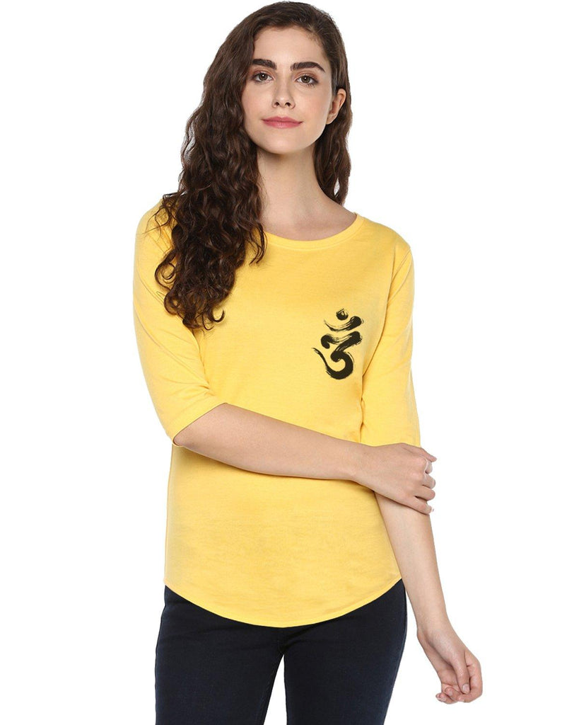 Womens 34U Ommtrishul Printed Yellow Color Tshirts - Young Trendz
