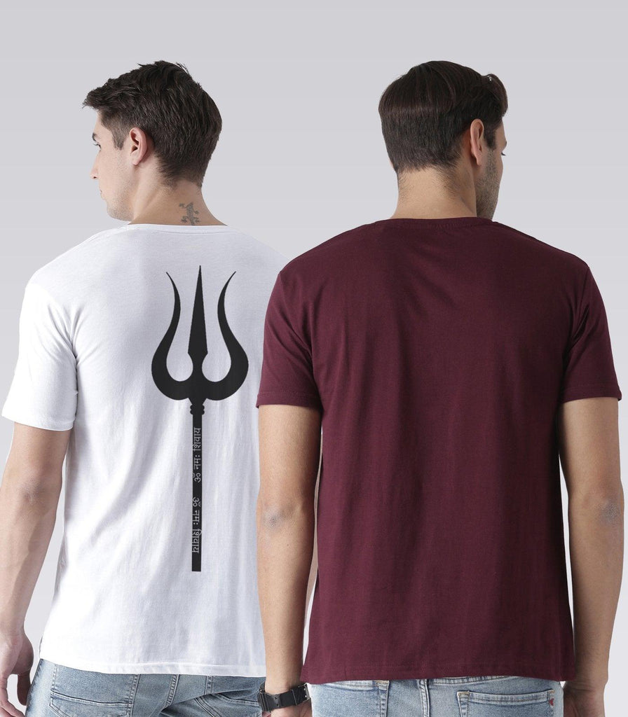 Young Trendz Mens Combo Ommtrisul White Color and Fbi Maroon Color Half Sleeve Printed T-Shirts - Young Trendz