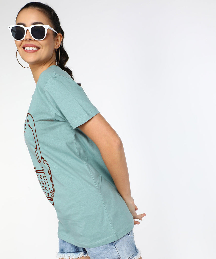 Womens Over Size Half Sleeve Printed T.shirts (Pista Green) - Young Trendz