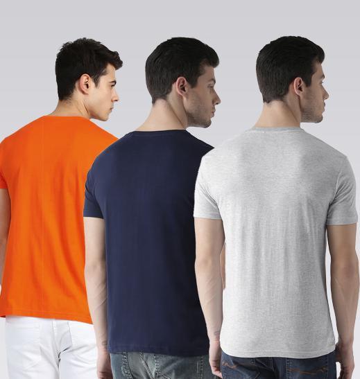 Young Trendz Mens Combo Open Orange Color Doit Navy Color and Burg Grey Color Half Sleeve Printed T-Shirts - Young Trendz