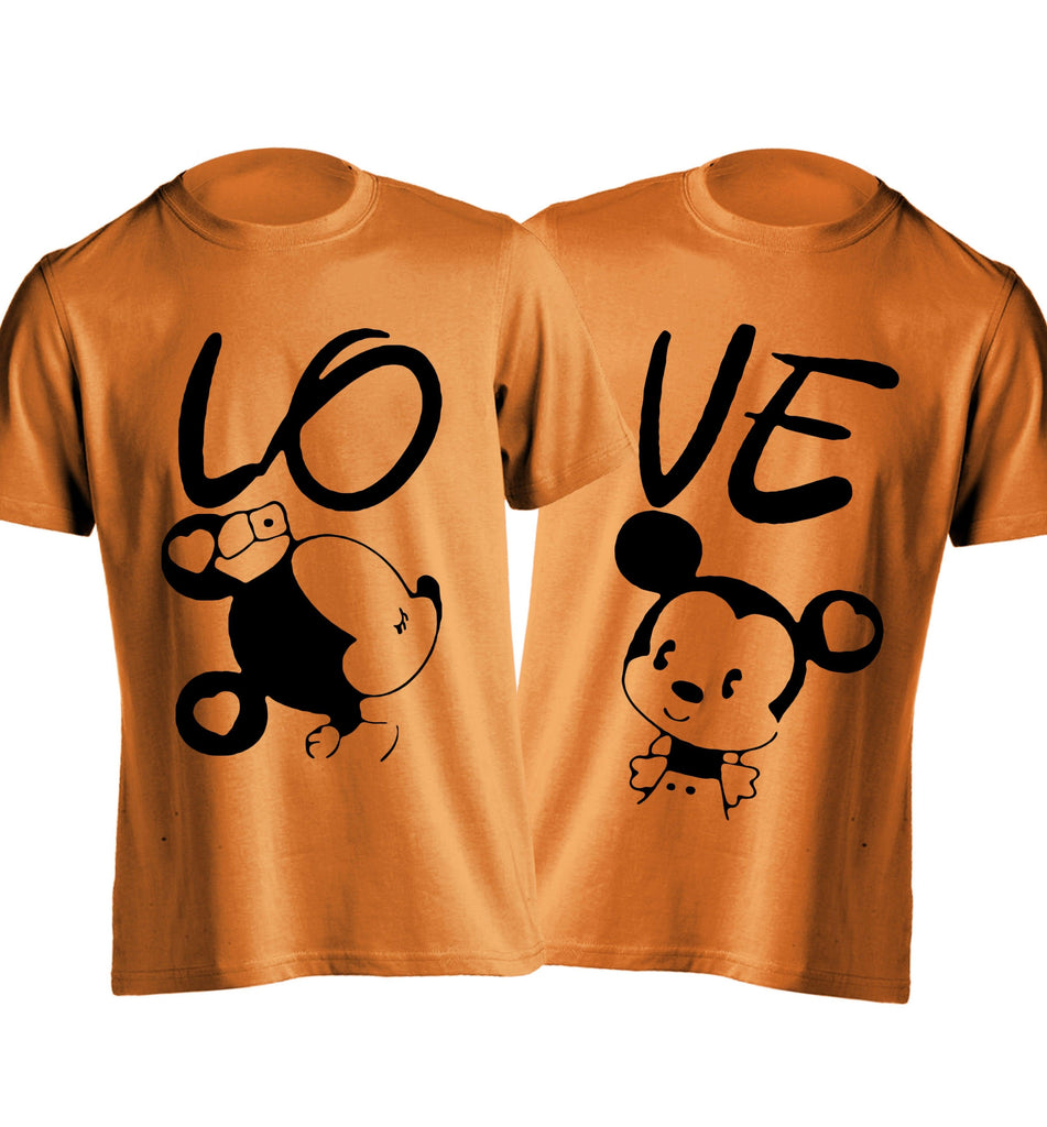 Half Sleeve Mikky Printed Multi Color Couple Tshirts - Young Trendz