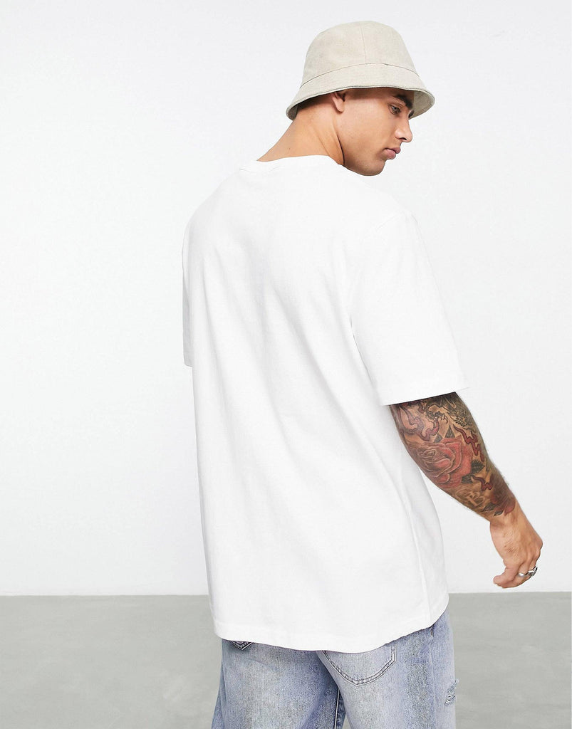 Oversized Typography Men Round Neck White T-Shirt - Young Trendz