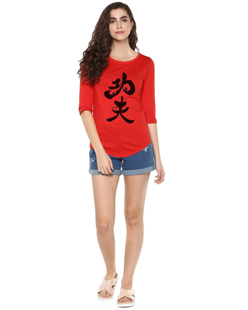 Womens 34U Panda Printed Red Color Tshirts - Young Trendz
